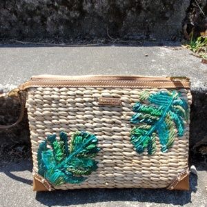 Michael Kors Extra Large Malibu Straw Zip Clutch